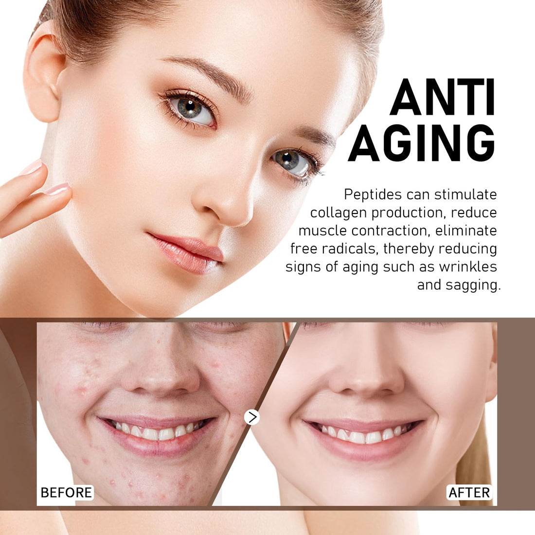 Buffet Peptides Serum for Face, 30ML Multi Peptide Facial Serum Reduces Wrinkles and Fine Lines, Peptide Serum with Hyaluronic Acid and Amino Acids for Hydration and Anti-Aging, For Women & Men
