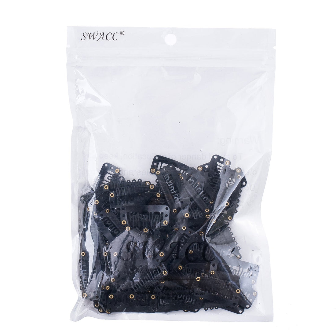 Black, General U Shape 6 Holes : SWACC 100 Pcs U Shape Metailic Snap Clips ins for Hair Extension Hairpiece DIY Snap-Comb Wig Clips with Rubber (Black, General U Shape 6 Holes)