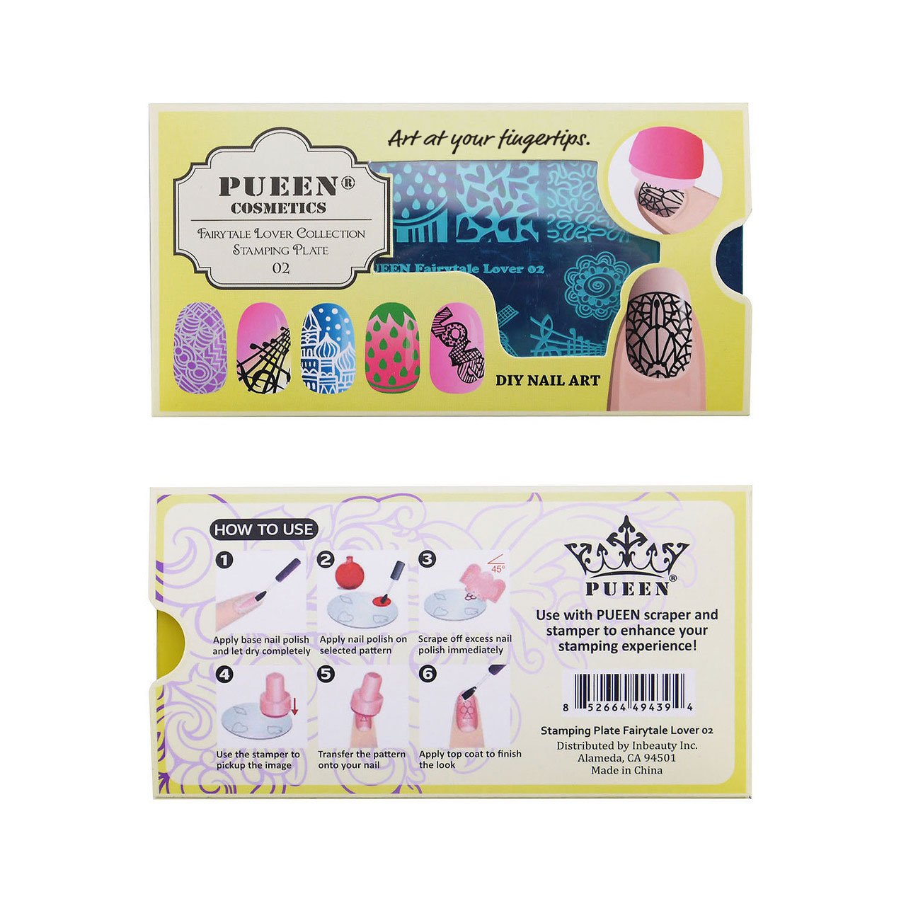 PUEEN Nail Art Stamping Plate - Fairytale Lover 02 - 125x65mm Unique Nailart Polish Stamping Manicure Image Plates Accessories Kit BH000662