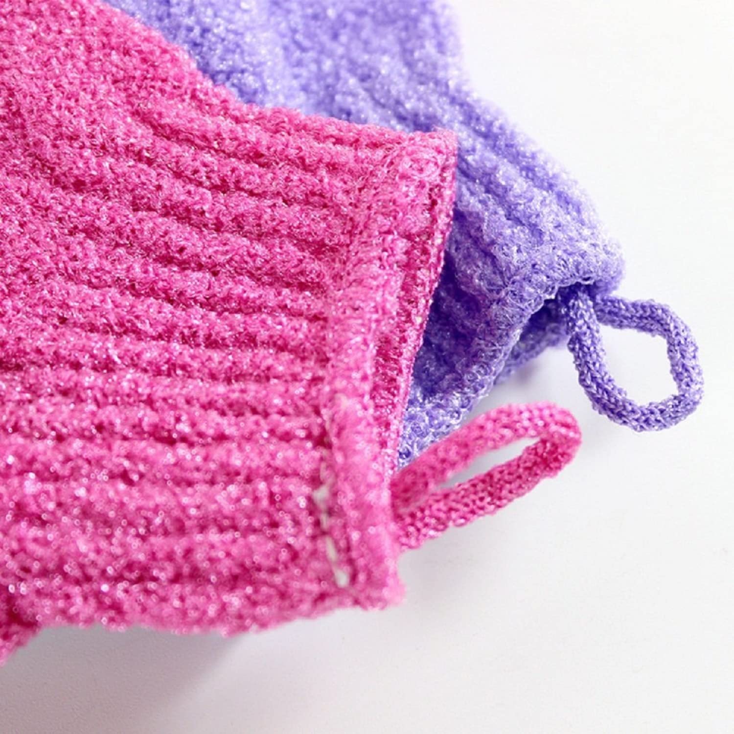 Moonmini® 4 Pair Set Scrubbing Exfoliating Gloves  Double Side Durable Nylon Shower Gloves  Body Scrub Exfoliator for Men, Women & Kids  Bath Scrubber for Acne & Dead Cell