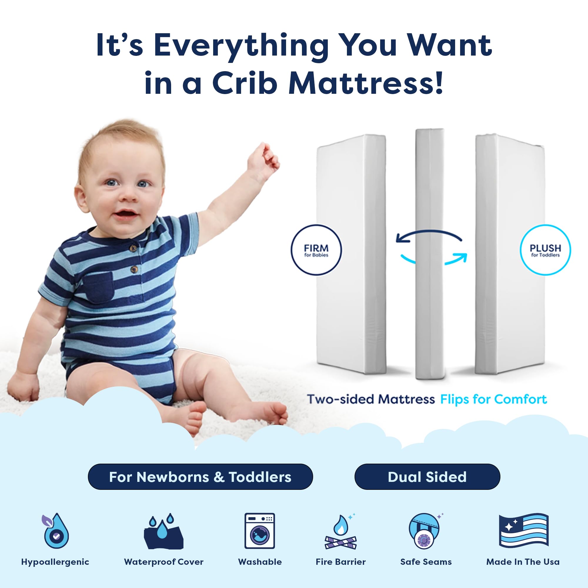 Moonlight Slumber Little Dreamer Crib Mattress - Firm, Dual Sided, Standard Size, Waterproof, 5in.