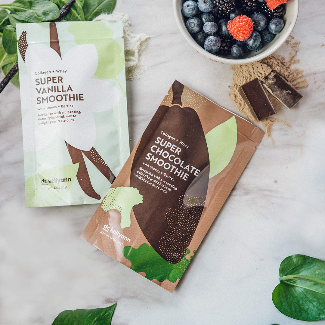 Dr. Kellyann Super Chocolate Collagen Smoothie (7 Servings) – Protein Shake, Keto & Paleo-Friendly, Supports Skin & Gut, 1 Pack