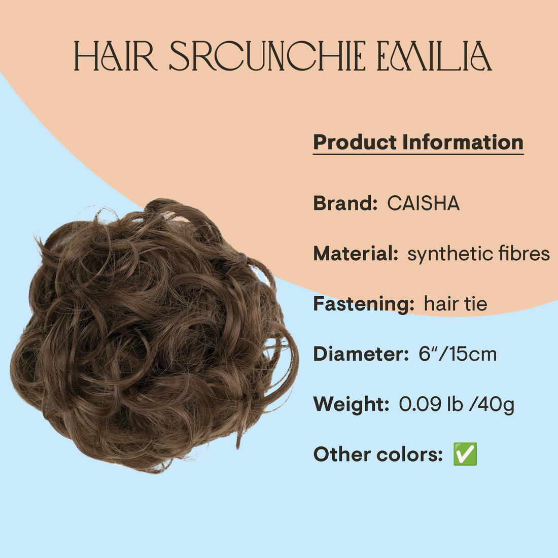 Light brown G6E_12A : PRETTYSHOP Hairpiece Hair Rubber Scrunchie Scrunchy Updos VOLUMINOUS Curly Messy Bun Light brown G6E_12A