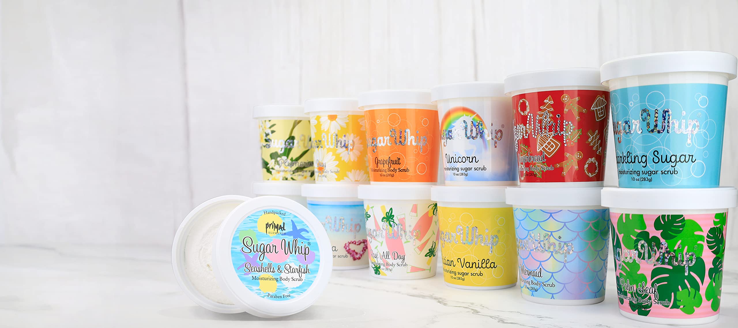 Primal Elements Sugar Whip, Exfoliating Sugar Scrub, Body Cleanser and Moisturizer - Holiday, 10 oz Package