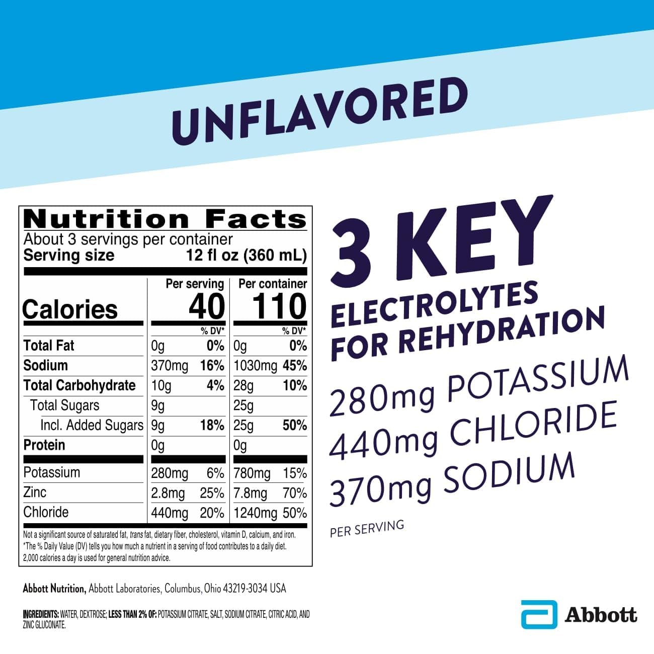 Pedialyte Oral Electrolyte Maintenance Solution Unflavored 1 QT 1.8 OZ (1L) (Pack of 8)
