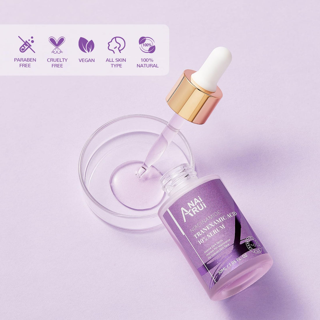 ANAI RUI 10% Tranexamic Acid Serum With Niacinamide,Kojic acid, Arbutin,Ceramide, for Uneven Skin Tone 1.05 FL.Oz