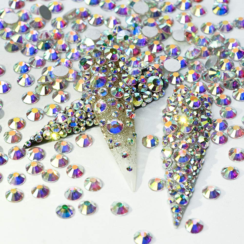 Minejin Nail Art Rhinestones AB Color Flat Back Charms Crystals Stones Super Shiny Cellphones Decorations Gems SS6 1440 Pieces