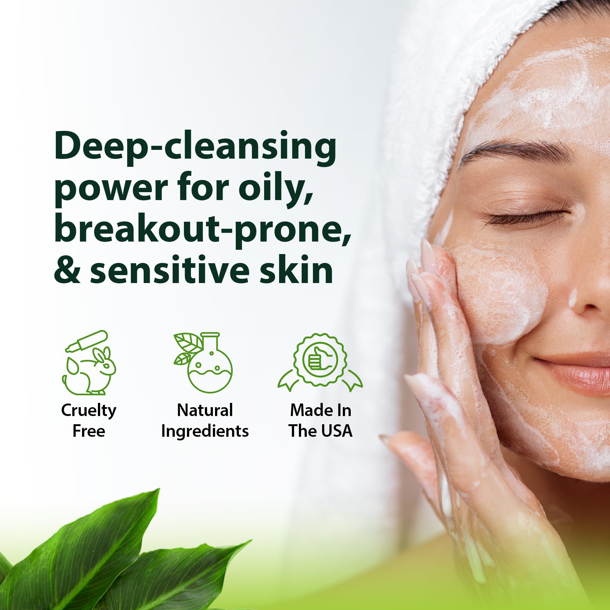 Gentle Face Wash for Men & Women – Hydrating Facial Cleanser for Eczema, Psoriasis & Sensitive Skin – Fights Redness, Oil & Breakouts – pH-Balanced & Perfect for Oily, Blemish-Prone Skin – 8oz