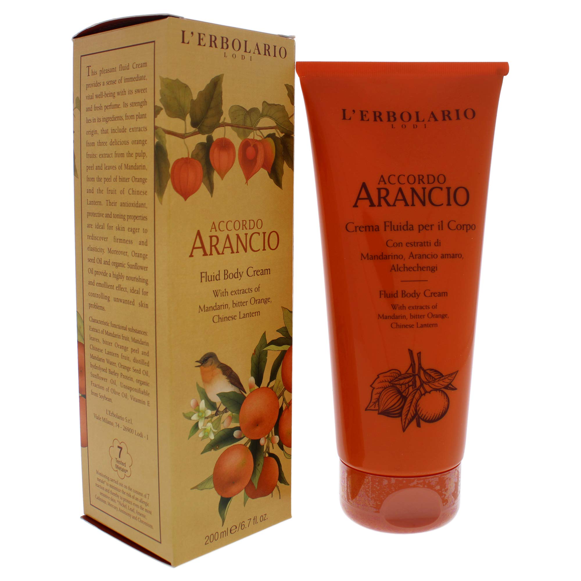 Accordo Arancio Fluid Body Cream 200 ML / 6.76 Fl. Oz. by L'Erbolario Lodi by L'Erbolario Lodi