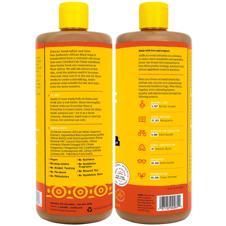 Alaffia - Authentic African Black Soap, Tangerine Citrus, 32 Ounces