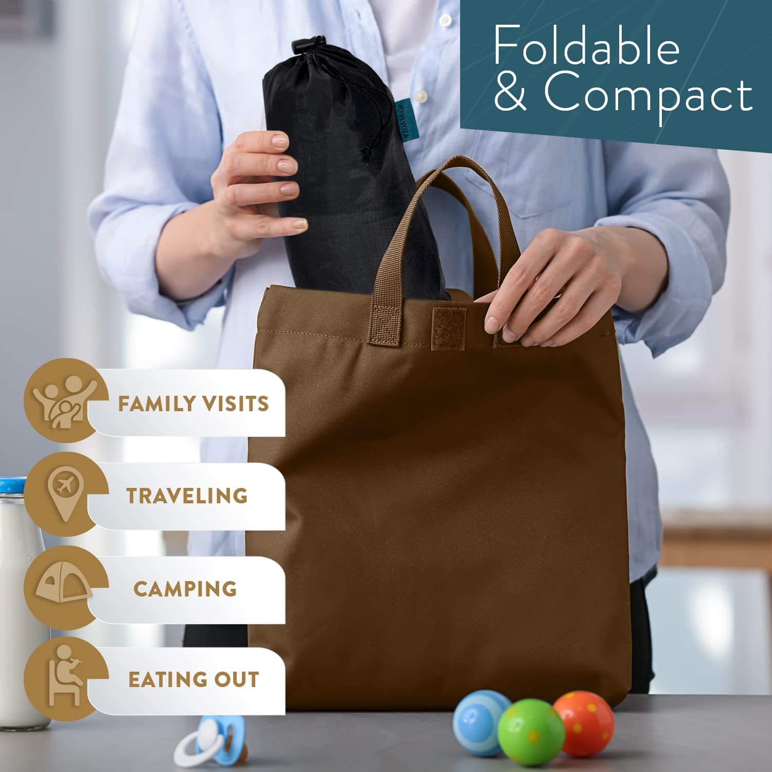 Vevoza Baby Portable High Chair for Travel | Essential Travel Highchair | Baby Chair Harness