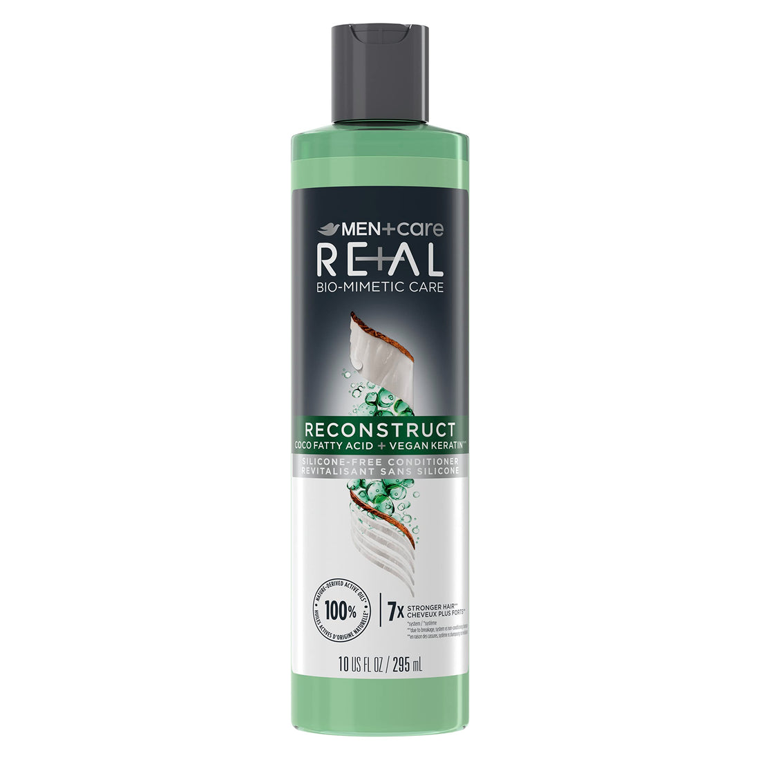 DOVE MEN + CARE Real Bio-Mimetic Care Conditioner For Damaged Hair Reconstruct Silicone-Free Conditioner With Coco Fatty Acid + Vegan Keratin 10oz