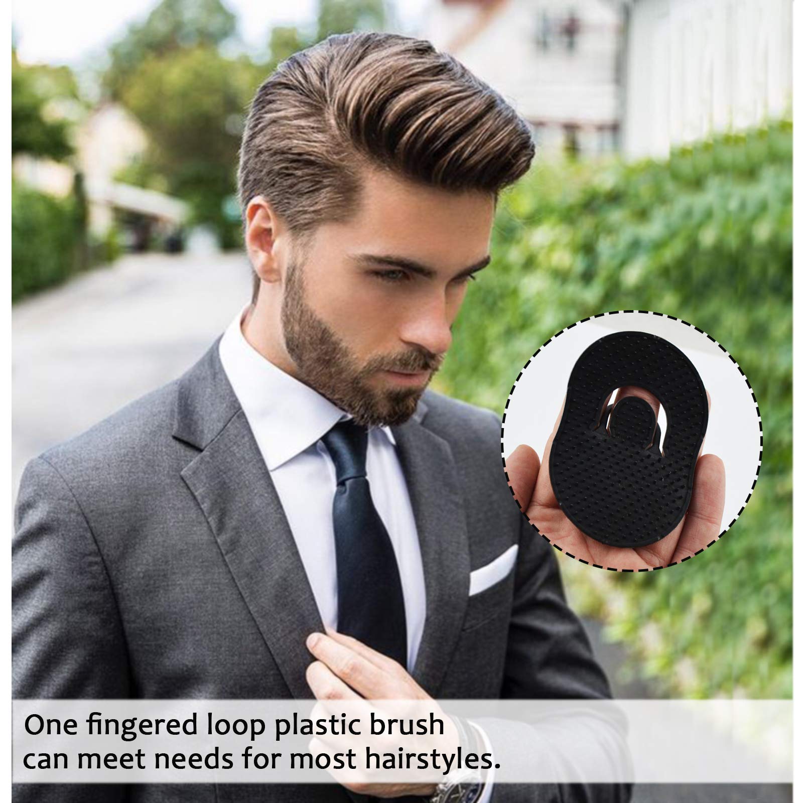 Pocket Scalp Massager Brush for Men's Short Hair - Portable Soft Palm Hair Brush and Shampoo Combs, Set of 6, Black