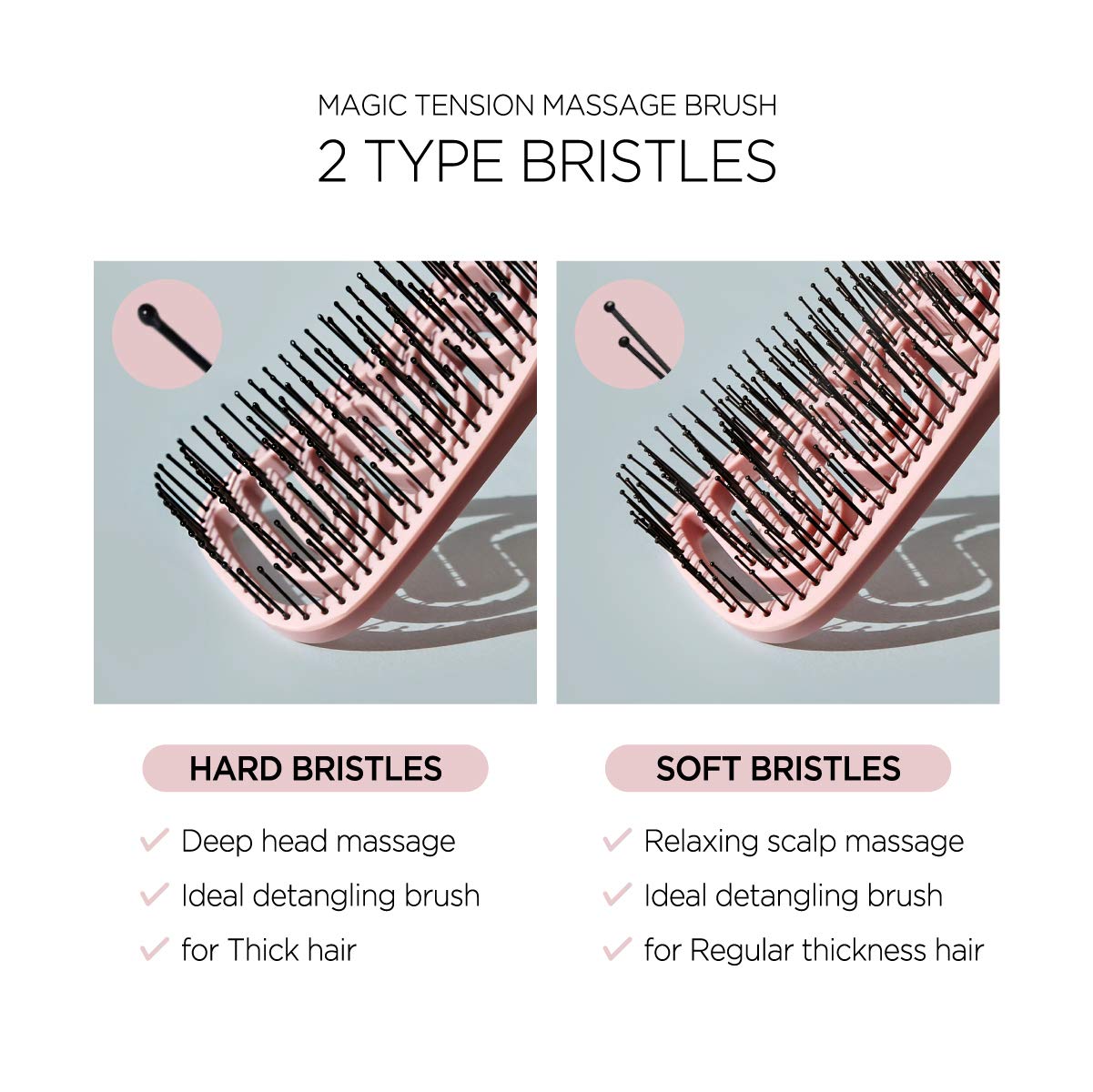 F3 Systems, Magic Tension Massage Brush, Detangler Comb with Flexible Bristles, Remove Knots and Tangle, Scalp Massage, Wet & Dry Hair, Detangling Brush for Adult and Kids Hair, Professional care