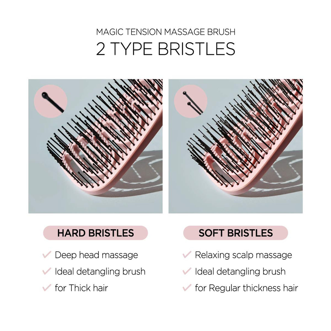 F3 Systems, Magic Tension Massage Brush, Detangler Comb with Flexible Bristles, Remove Knots and Tangle, Scalp Massage, Wet & Dry Hair, Detangling Brush for Adult and Kids Hair, Professional care