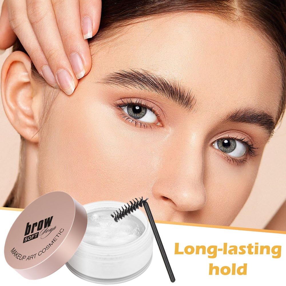 Soap Brows Kit,2Pcs/Set Eyebrow Freeze Styling Wax,Waterproof Long-lasting Eyebrows Enhancer Shaping Clear Tint Gel, Eye Brow Makeup Balm Pomade Cosmetics (2pcs 01#)