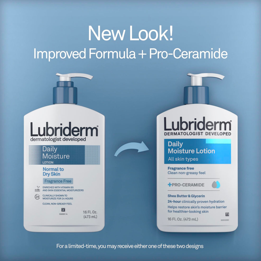 Lubriderm Daily Moisture Hydrating Unscented Body Lotion with Vitamin B5 for Normal to Dry Skin, Non-Greasy and Fragrance-Free Lotion. 16 fl. oz