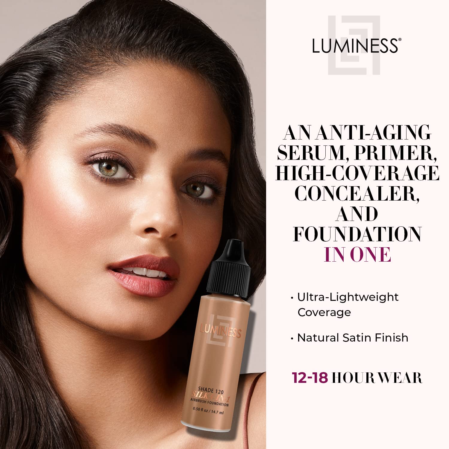 LUMINESS Silk 4-in-1 Airbrush Foundation ââ‚¬â€œ Shade 120, 0.50 oz