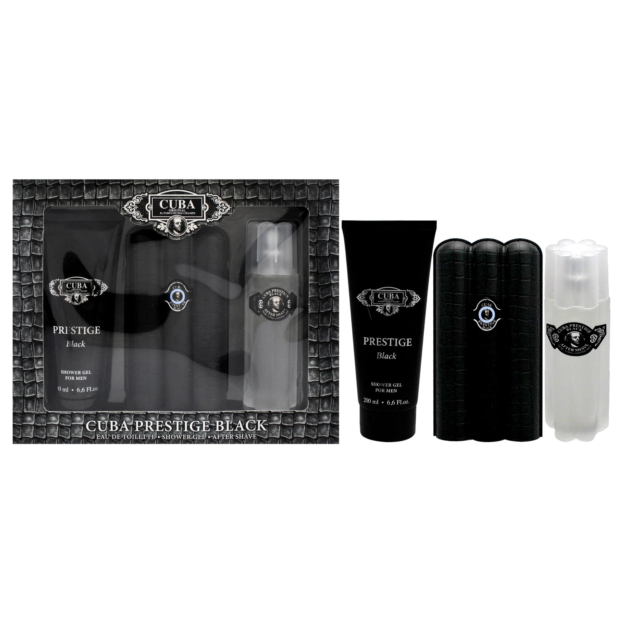 Cuba Prestige Black Parfums Des Champs for Men, 3 Count