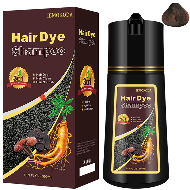 Instant Herbal Dye/Color Shampoo 3 in 1 for Gray Hair - for Women & Men, Natural, Easy to Use & Long Lasting Black Shampoo 500ml (Dark Coffee)