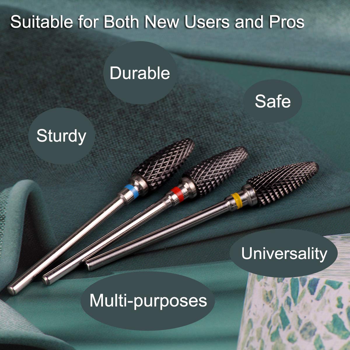 (3U-Red) Ceramic Nail Drill Bits 3/32''(2.35mm) Electric Nail Filing Bit Heads for Manicure Pedicure Cuticle Remove Acrylic Nails Gel Nail Polish …