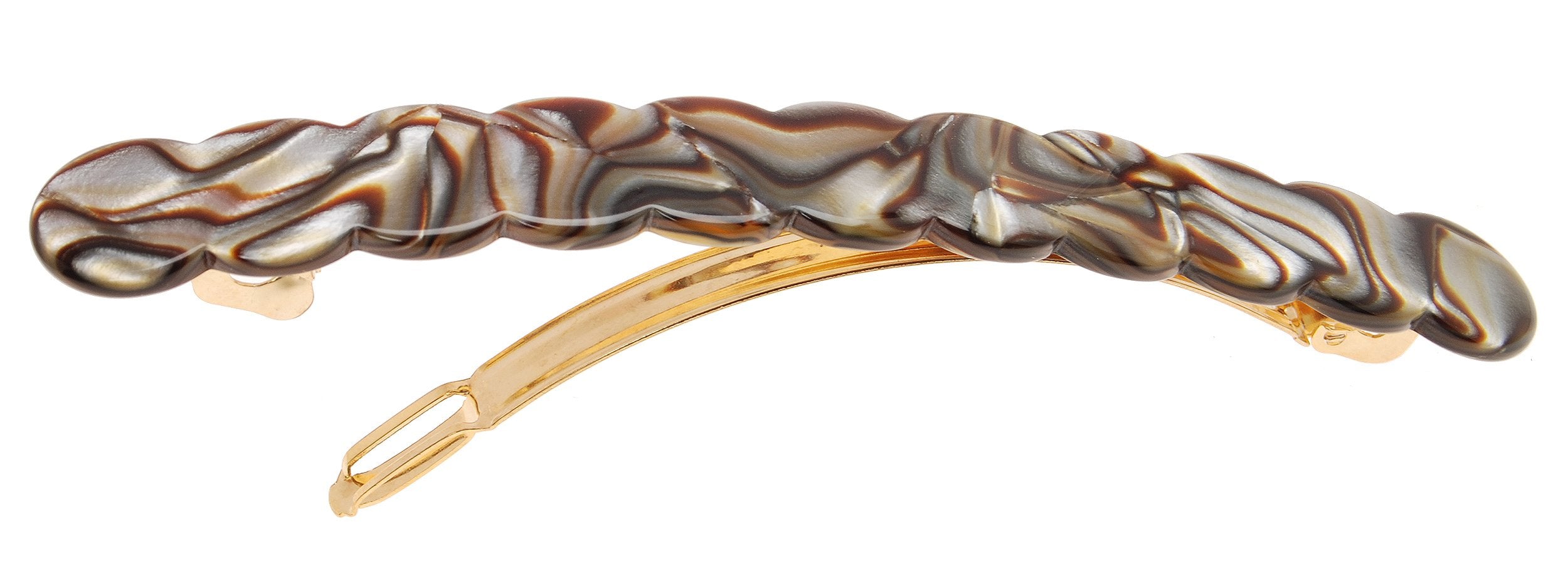 Onyx : France Luxe Scalloped Long and Skinny Barrette - Onyx