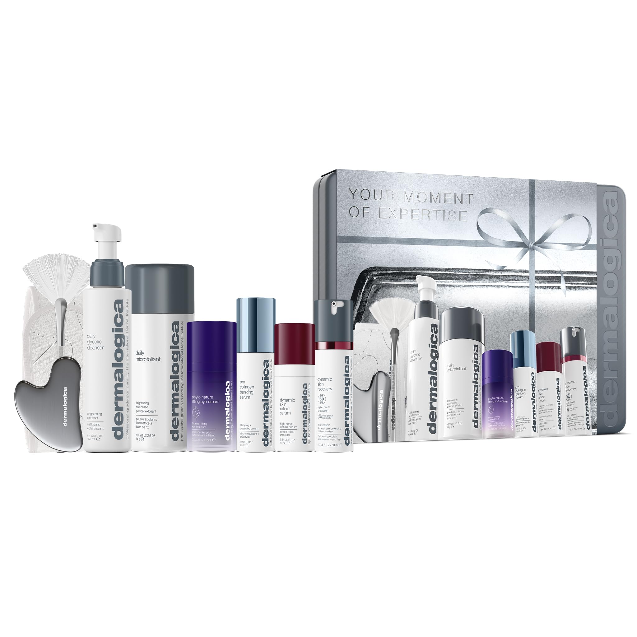 Dermalogica Your Moment of Expertise – Expert Level Skin Care Routine Set Includes 6 Products, Headband, Gua Sha, Fan Brush