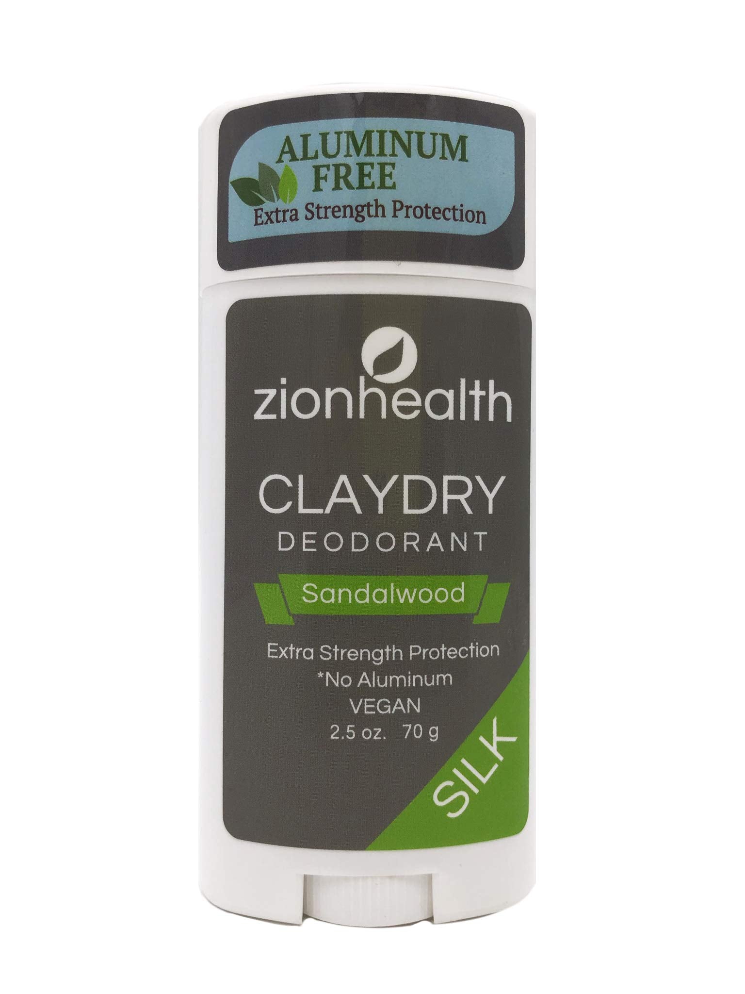 ClayDry Silk Sandalwood Vegan Deodorant Zion Health 2.8 oz Stick