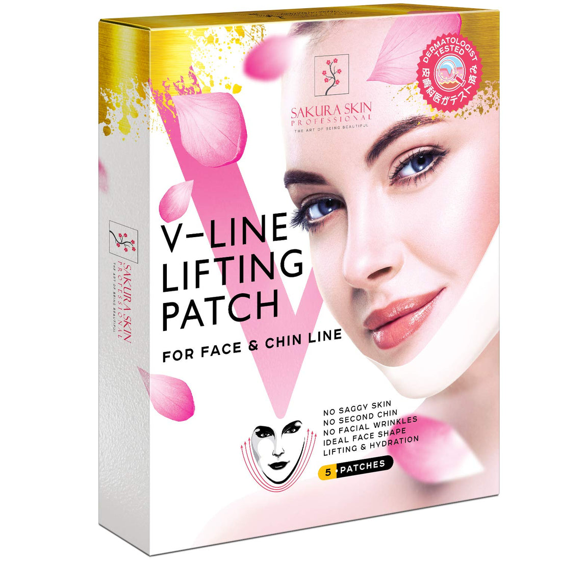 SWISSÖKOLAB V shape lifting up Face Mask Chin Up Patch Double Chin Reducer Chin Contour Tightening Firming Face Lift Tape Mask V-Line Neck Lifting Patches V Shaped Slimming Face Mask 5 pcs