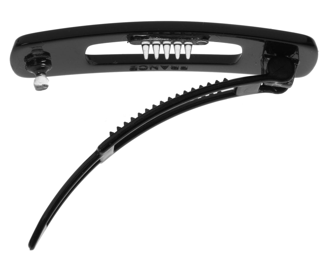 France Luxe Mini Cutout Rectangle on Plastic Tige Boule Barrette - Black