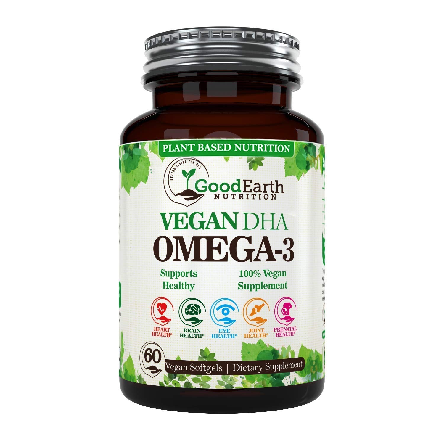 Algal Oil - Vegan DHA Omega 3 Fish Oil Supplements - Brain Booster,Joint Supplement & Prenatal Vitamin -Provides Healthy Heart & Immune Support - Burpless Algae Supplement - 60 Mini Fish Oil Softgels