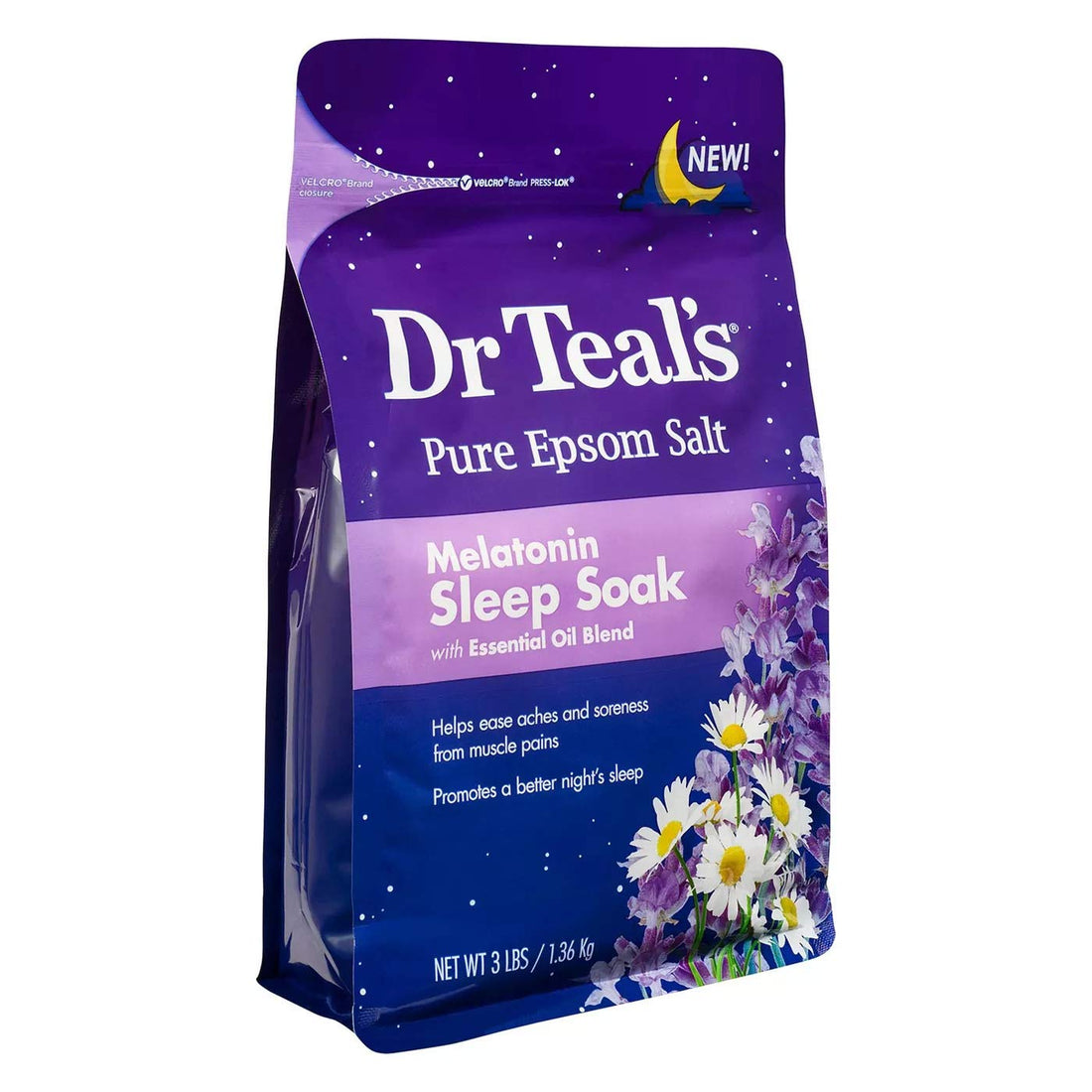 Dr Teal's Lavender & Melatonin Bath Soak Variety Gift Set (2 Pack, 3lb Ea.) - Soothe & Sleep Lavender, Melatonin Sleep Soak - Essential Oils Blended with Epsom Salt Ease Pain & Promote Better Sleep