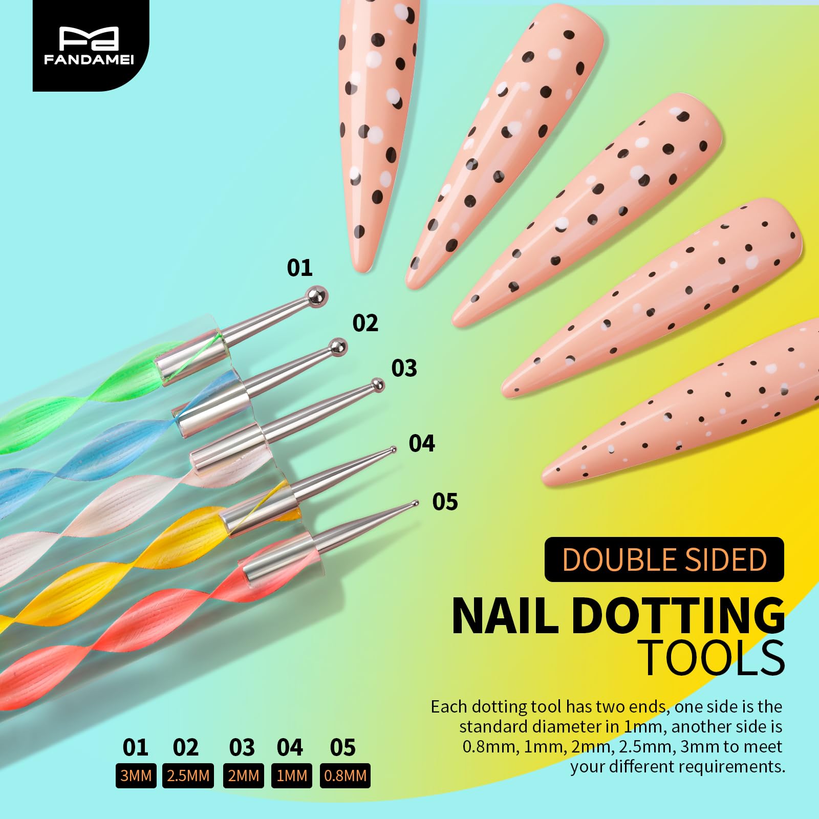 FANDAMEI Nail Art Tools, Nail Brush, 15 PCS Nail Art Brushes, 5 PCS Nail Dotting Tool, Nail Stand, Nail Holder For Painting Nails, Nail Tools, Nail Design Tools, White