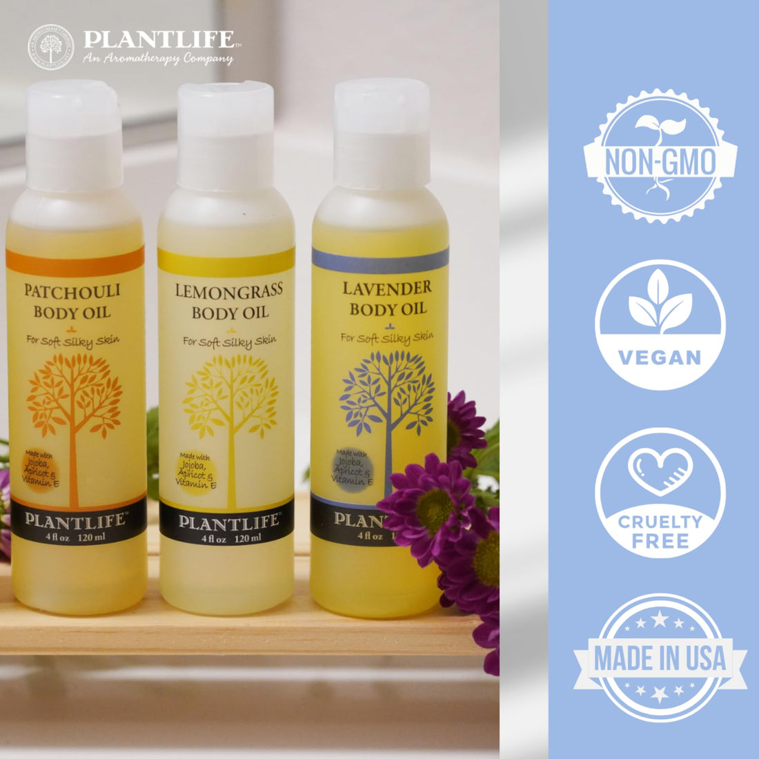 Patchouli Body & Bath Oil with Vitamin E, Apricot & Jojoba- 4 oz.