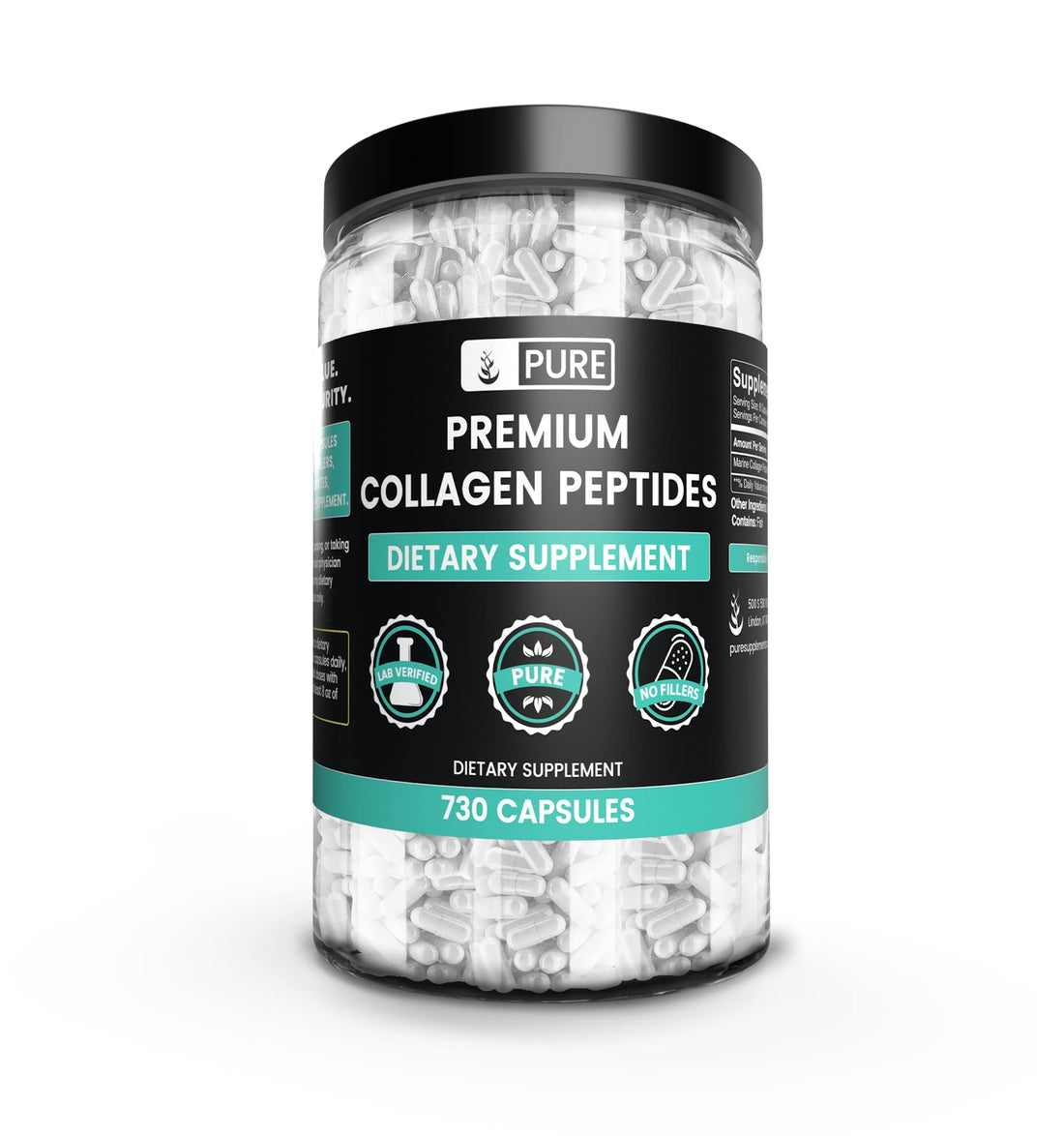 Pure Original Ingredients Collagen Peptides (730 Capsules) No Magnesium Or Rice Fillers, Always Pure, Lab Verified