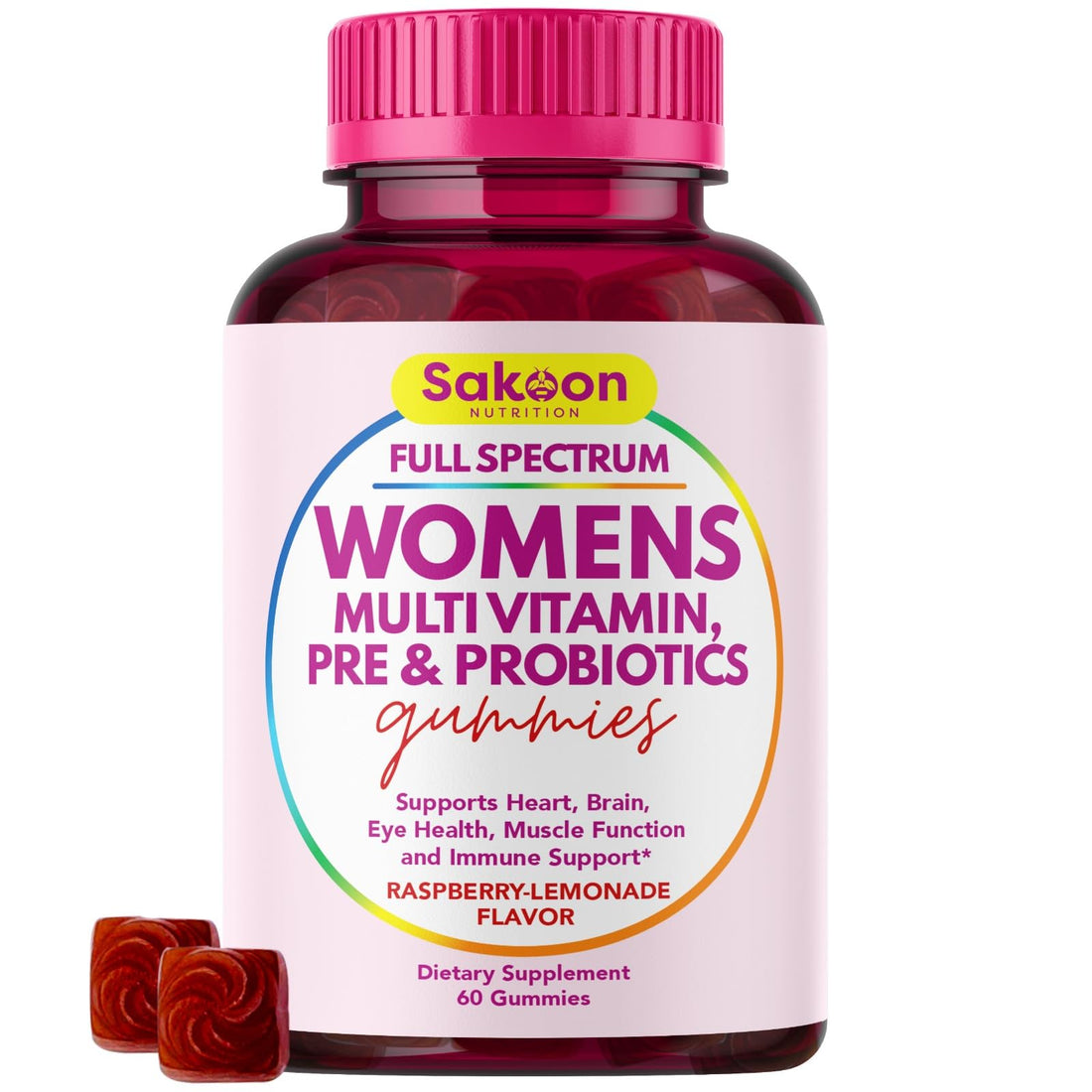 Sakoon nutrition Halal Women's Full Spectrum Multivitamin Gummies with Probiotics & Prebiotics – Complete Daily Wellness Support, Immune & Digestive Health – Vegan, Non-GMO, Delicious Fruit Flavor!