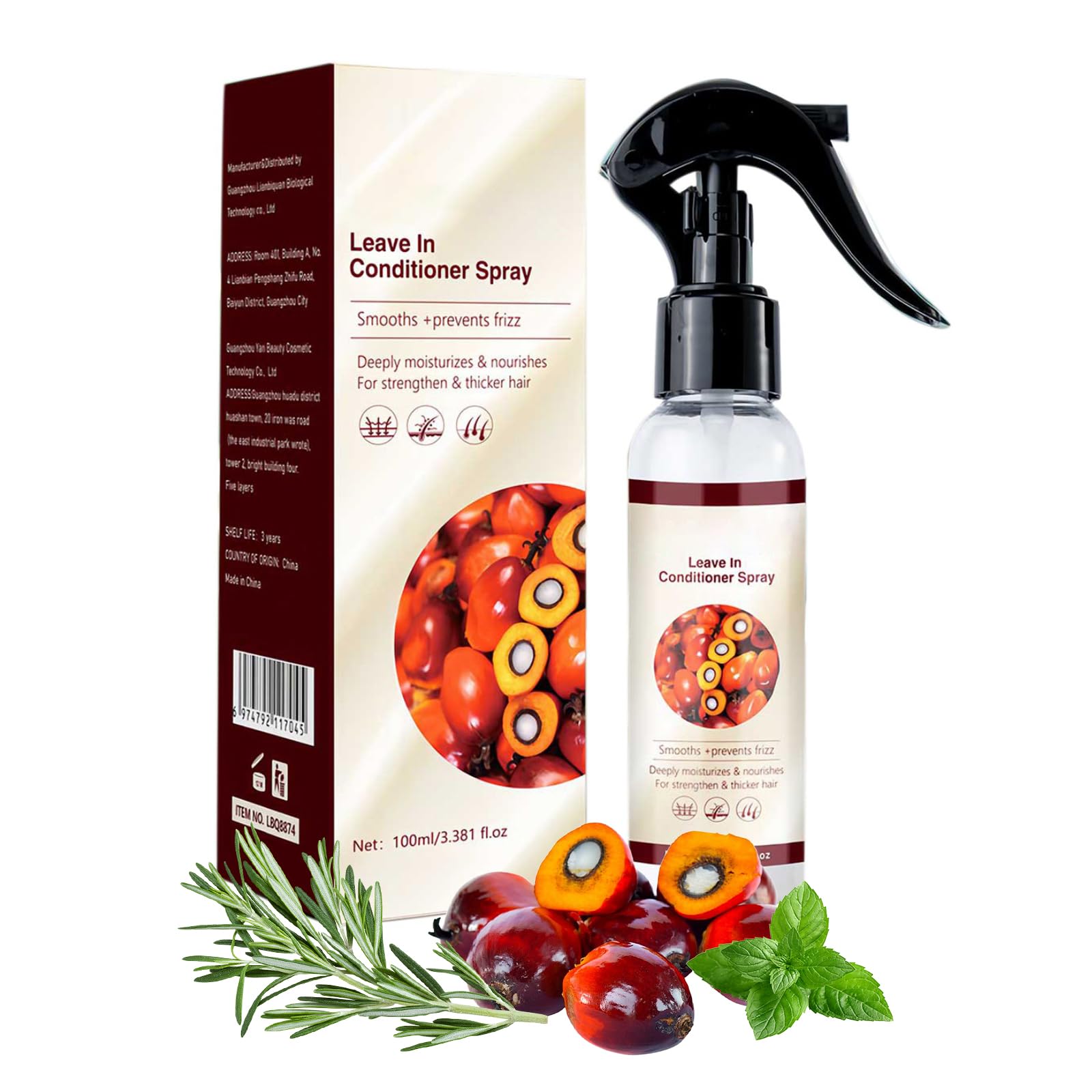 Hotiary Batana Oil Leave-in Conditioner Spray for Hair Growth, Natural Batana Oil with Rosemary Oil Peppermint Oil Spray By Dr. Sebi,Hair Care for Women & Men (3.38 fl oz, Batana Rosemary)