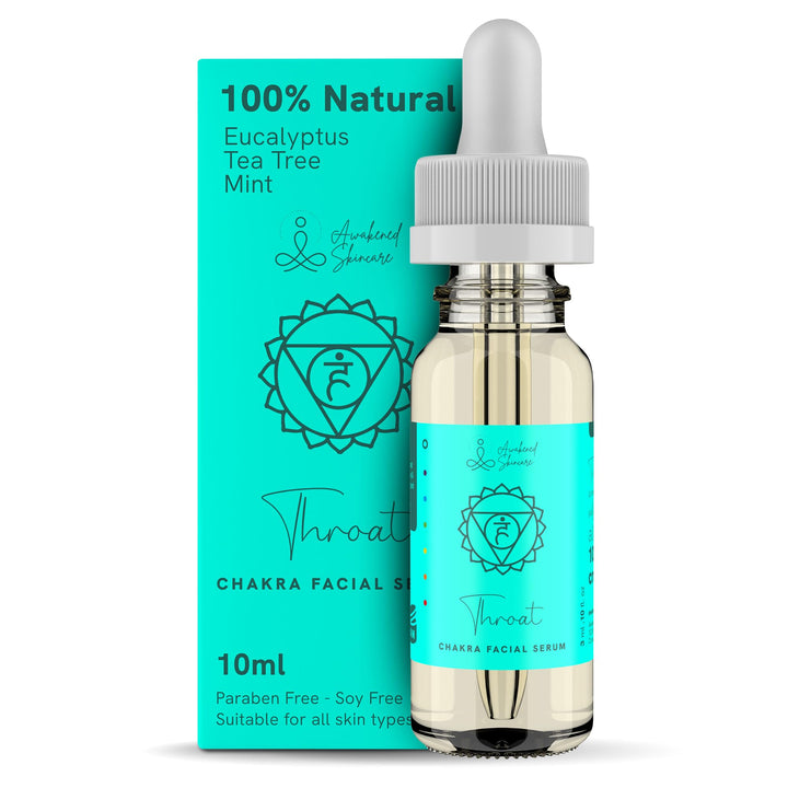 Throat Chakra Facial Serum Essential Oil Blend, Natural & Organic Moisturizing Serum for Face with Sunflower, Argan, Apricot, Rosemary, Lavender Oils for Spiritual Journey, Peace, Deeper Connection