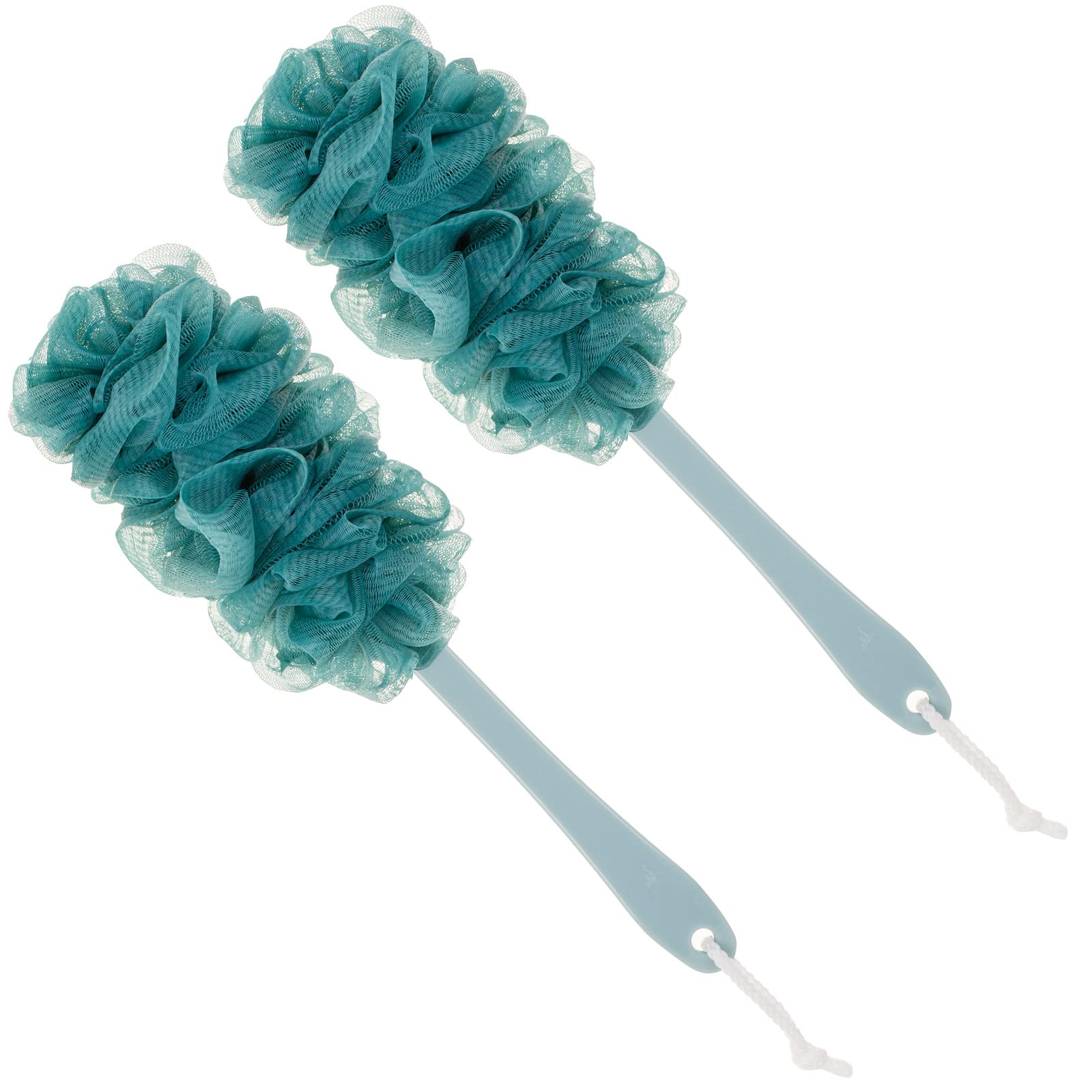 Arswin Lufa Back Scrubber for Shower, Long Handle Bath Sponge Shower Brush, Soft Nylon Mesh Back Cleaner Washer, Body Bath Brush for Women and Men, Bathroom Shower Accessories (2-Pack, Blue)