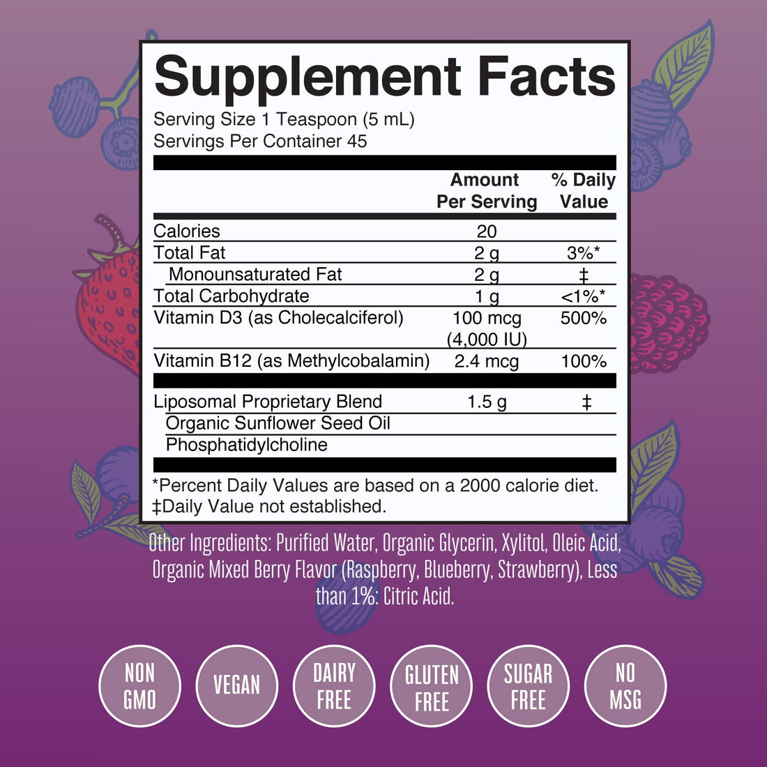 Megagose Vitamin D3 Liposomal by MaryRuth's| Vitamin D 4000 IU | Ultra Absorption | Immune Support for Adults | Bone Health | VIT D3 | Vegan | Sugar Free | Gluten Free | Non-GMO | 45 Servings