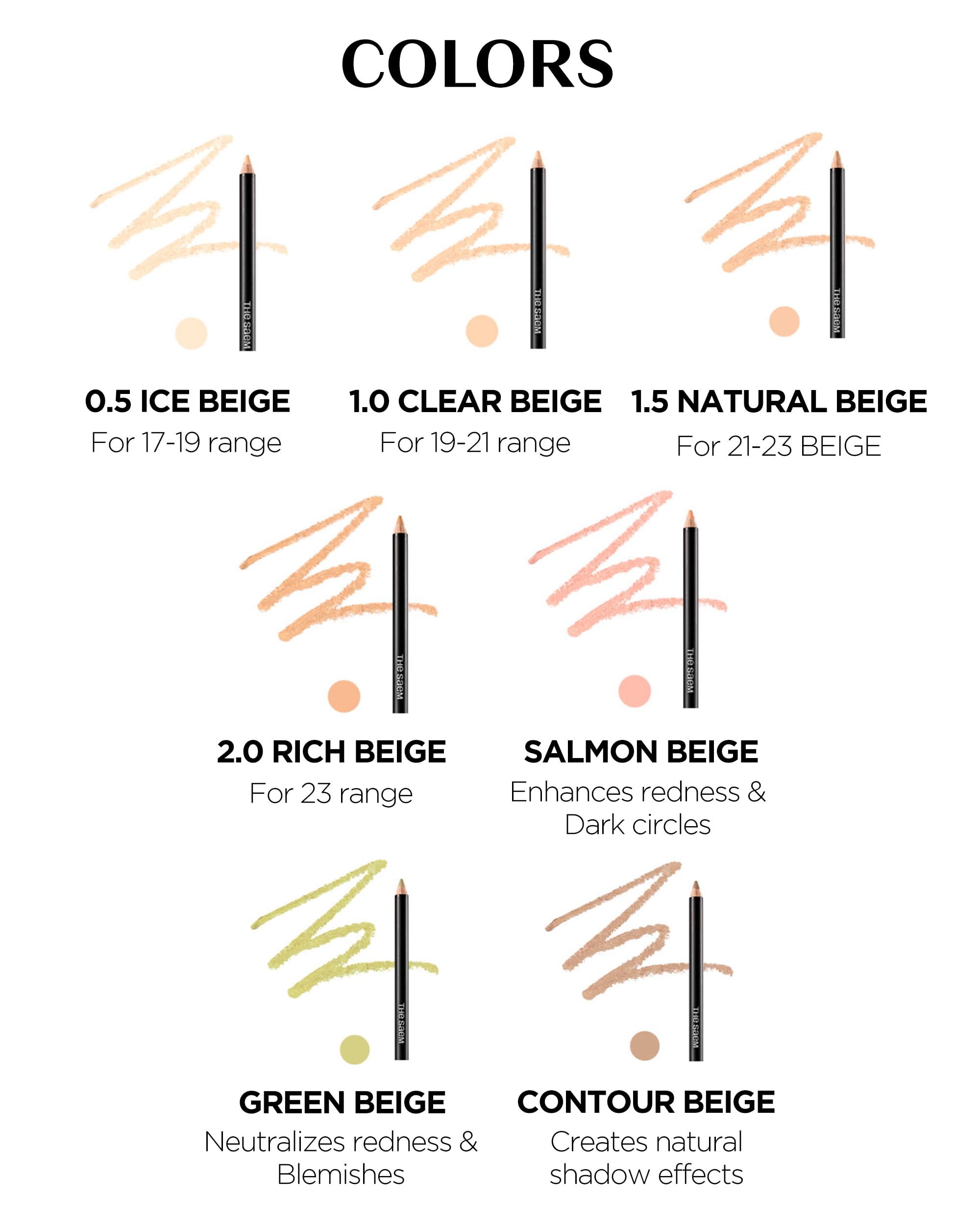 THESAEM Cover Perfection Concealer Pencil – Non Comedogenic spot Eraser - Conceal Blemish,Aging Spot,Acne&Freckle – Multi-Use Under Eye Concealer for Dark Circle,2g (2.0 Rich Beige)