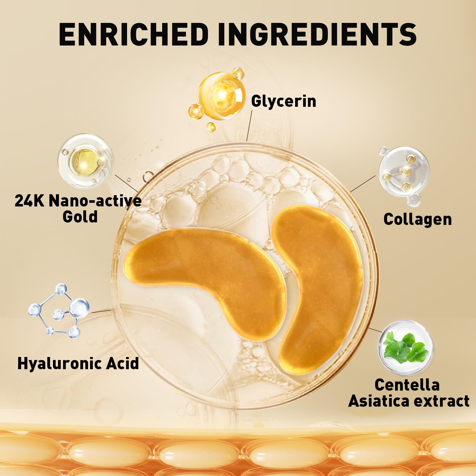 CHMI Under Eye Patches (50 Pairs) - 24K Gold Eye Patches for Puffy Eyes, Dark Circles, Eye Bags and Wrinkles, Collagen Skin Care Products, Beauty & Personal Care