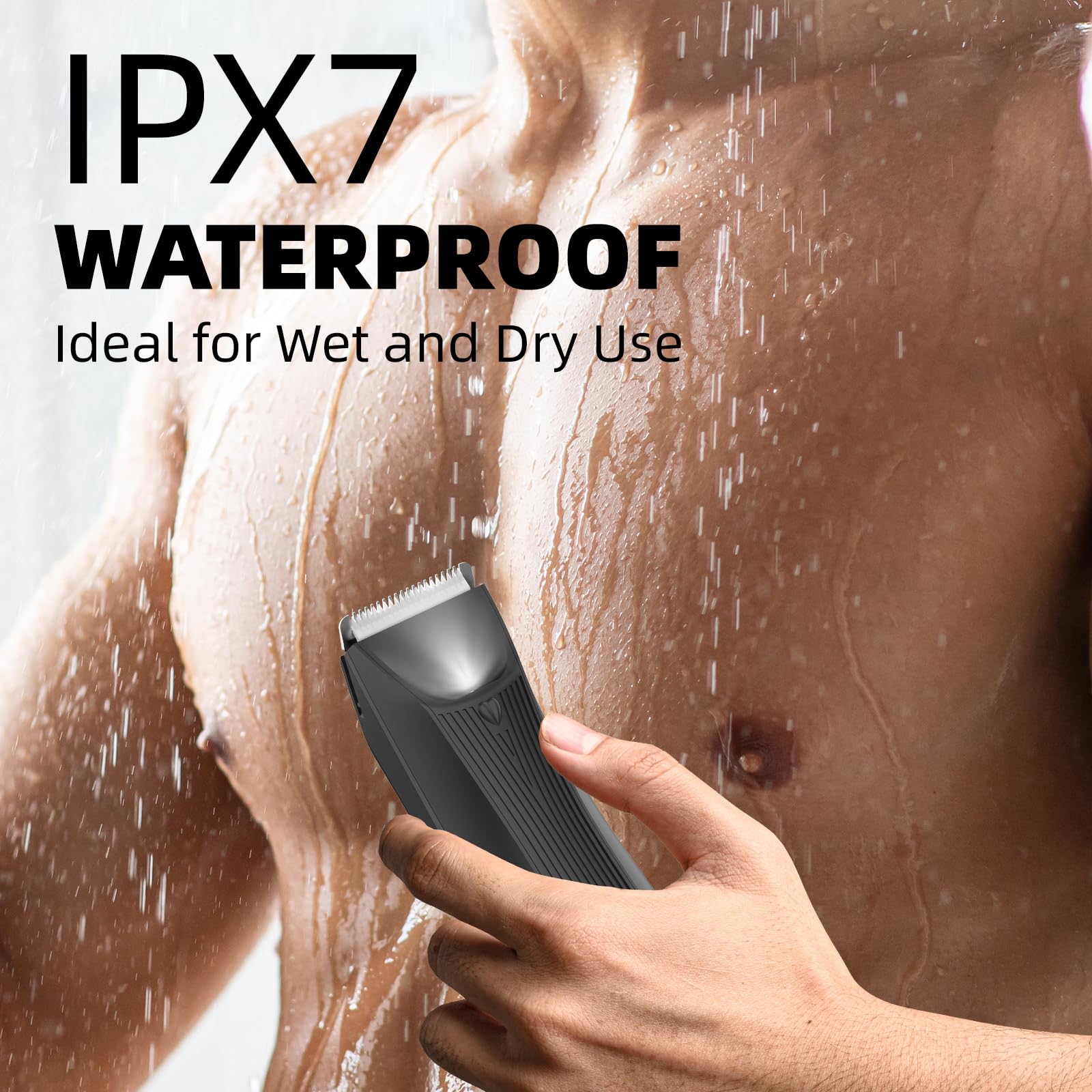 INVJOY Manscape Ball Trimmer Shavers - No Nicks, Pubic &Body Hair Trimmer for Men w/Dual-Head Trimmer&Foil Blades, Waterproof Body Groomer Kit w/Light, Electric Razor for Groin Back Chest Pube Armpit