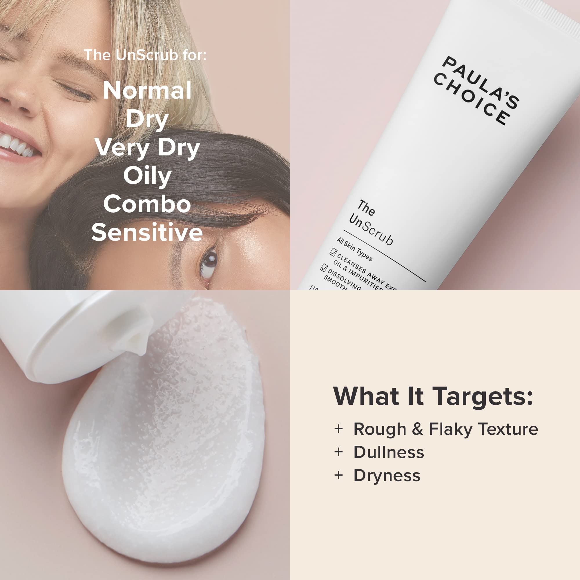 Paula's Choice The UnScrub Cleansing Gentle Face Scrub, 4oz Bottle, with Jojoba Beads, Vitamin E, & Green Tea