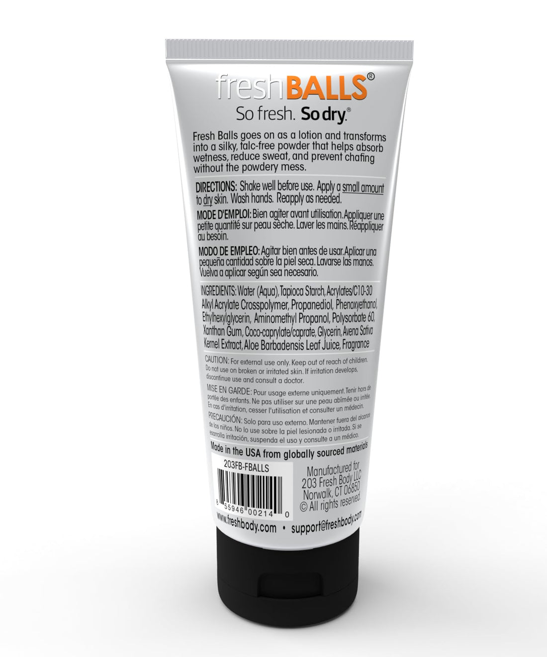Fresh Body-Fresh Balls, So Fresh-So Dry, Hygiene for Groin Area-Soothing, Cooling Powder & Anti-Chafing-Total 3 Tubes each 3.4 oz by Fresh Balls