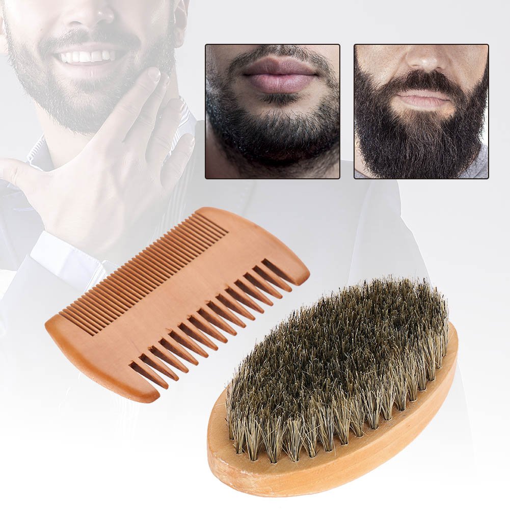 Sonew Men Beard Care Kit Beard Grooming Kit Mustache Oval Brush And Beard Comb Cleaning Grooming Tool Helps Softening And Conditioning Mustaches
