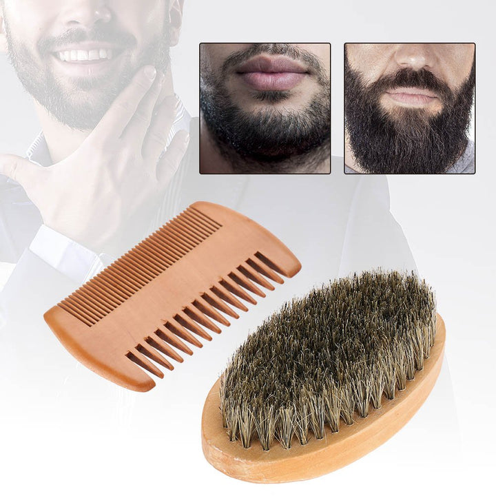 Sonew Men Beard Care Kit Beard Grooming Kit Mustache Oval Brush And Beard Comb Cleaning Grooming Tool Helps Softening And Conditioning Mustaches
