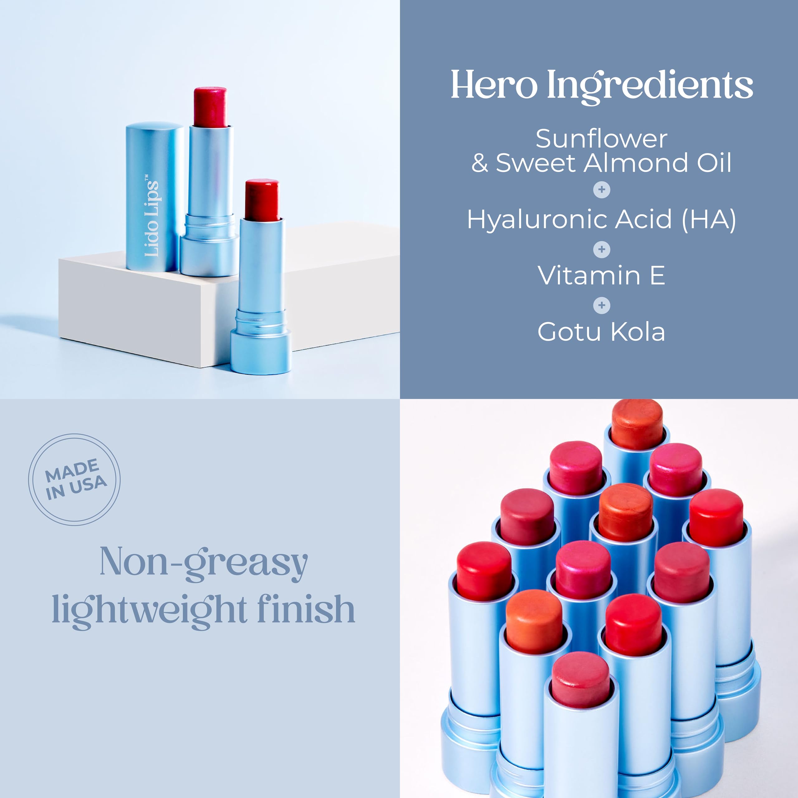 Lido Lips Tinted Lip Balm. Moisturizing Sheer, Buildable Lip Color with Hyaluronic Acid, Vitamin E and Rich Oil. Beauty Moisturizer 0.21oz- Orchid