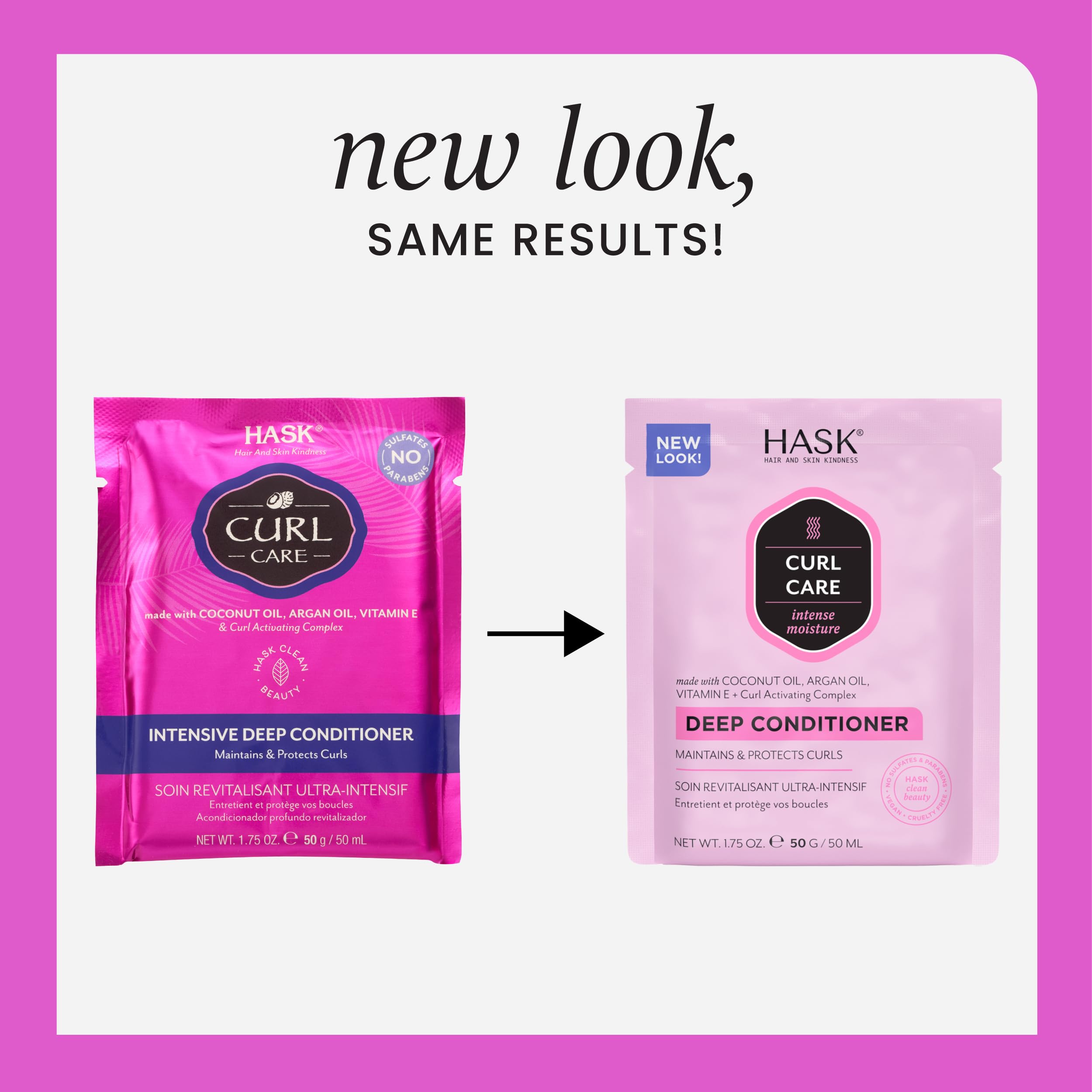 HASK CURL CARE Deep Conditioner Treatments for curly hair- vegan formula, cruelty free, color safe, gluten-free, sulfate-free, paraben-free - Pack of 6