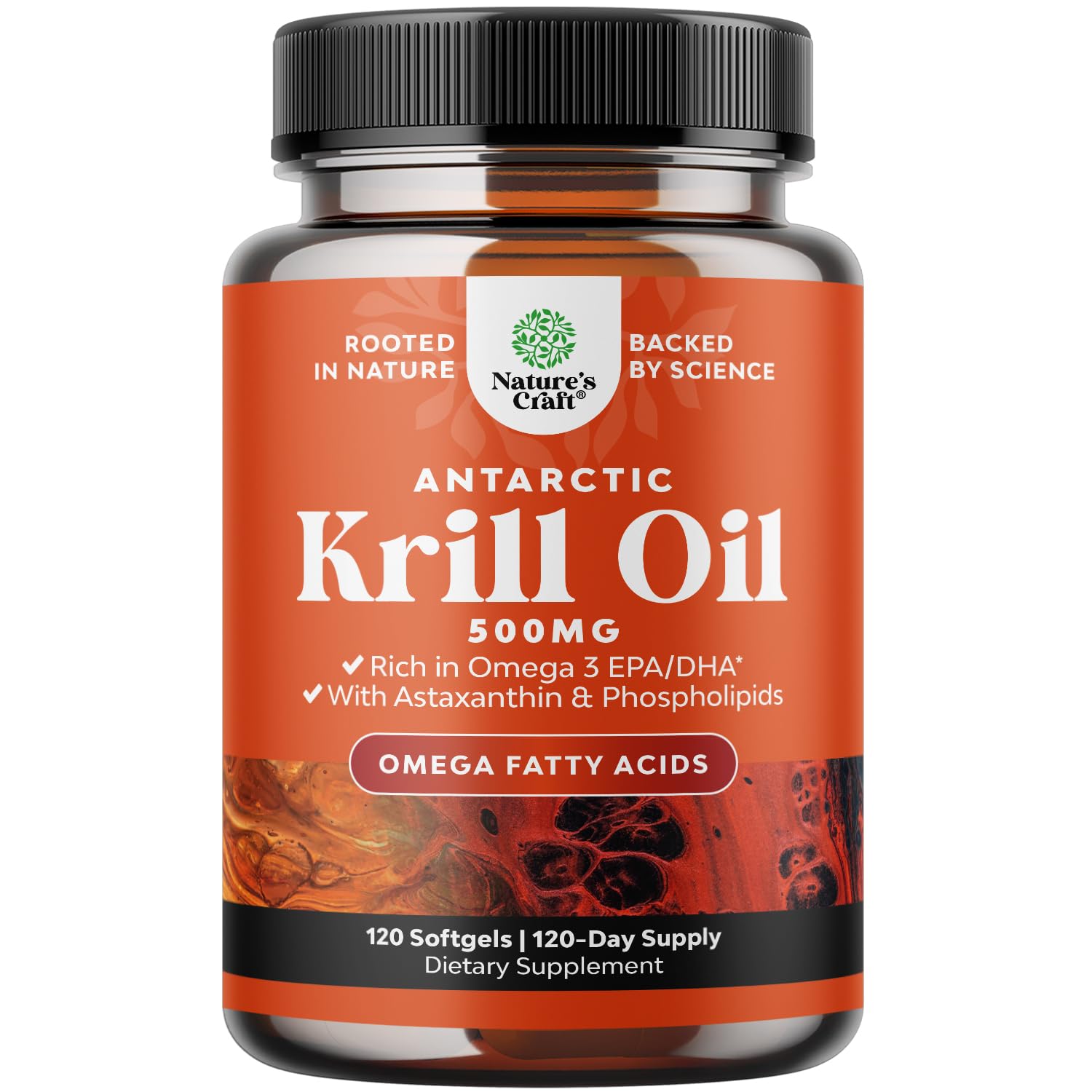 Antarctic Krill Oil 500mg Softgels - High Absorption Krill Oil Omega 3 Fatty Acid Supplement with Potent EPA DHA Astaxanthin and Phospholipids - Wild Caught Burpless Fish Oil Omega 3 Supplement